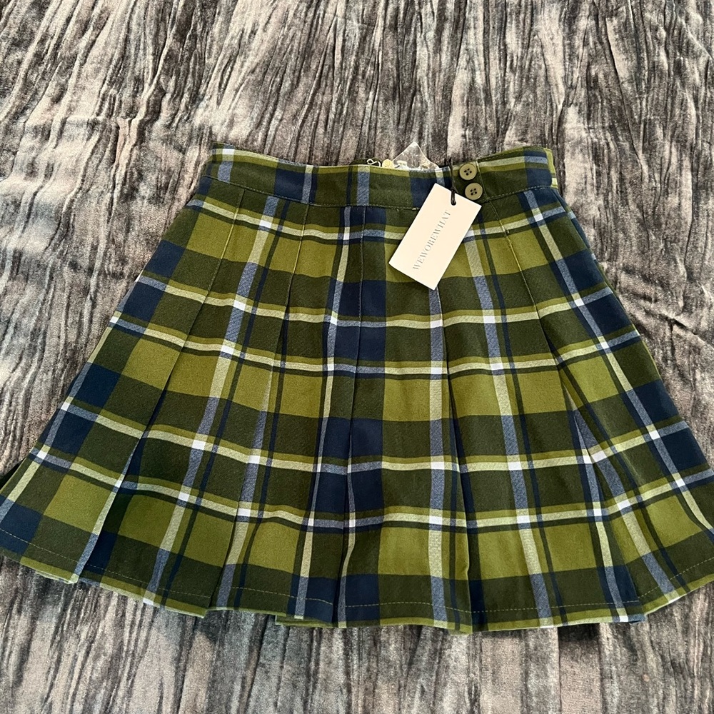 WeWoreWhat Blue and Green Plaid Tennis Skirt Size 0 - Picture 1 of 3